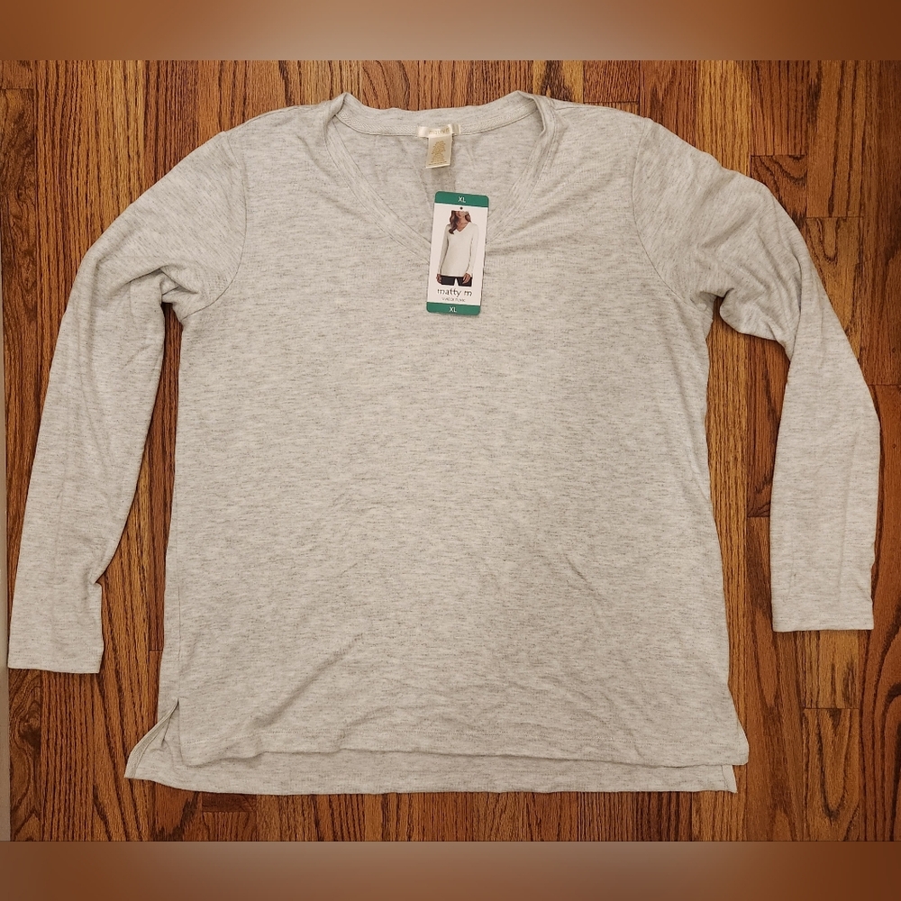 Matty M. XL, Women’s Grey Tunic, V-Neck KnitTop
